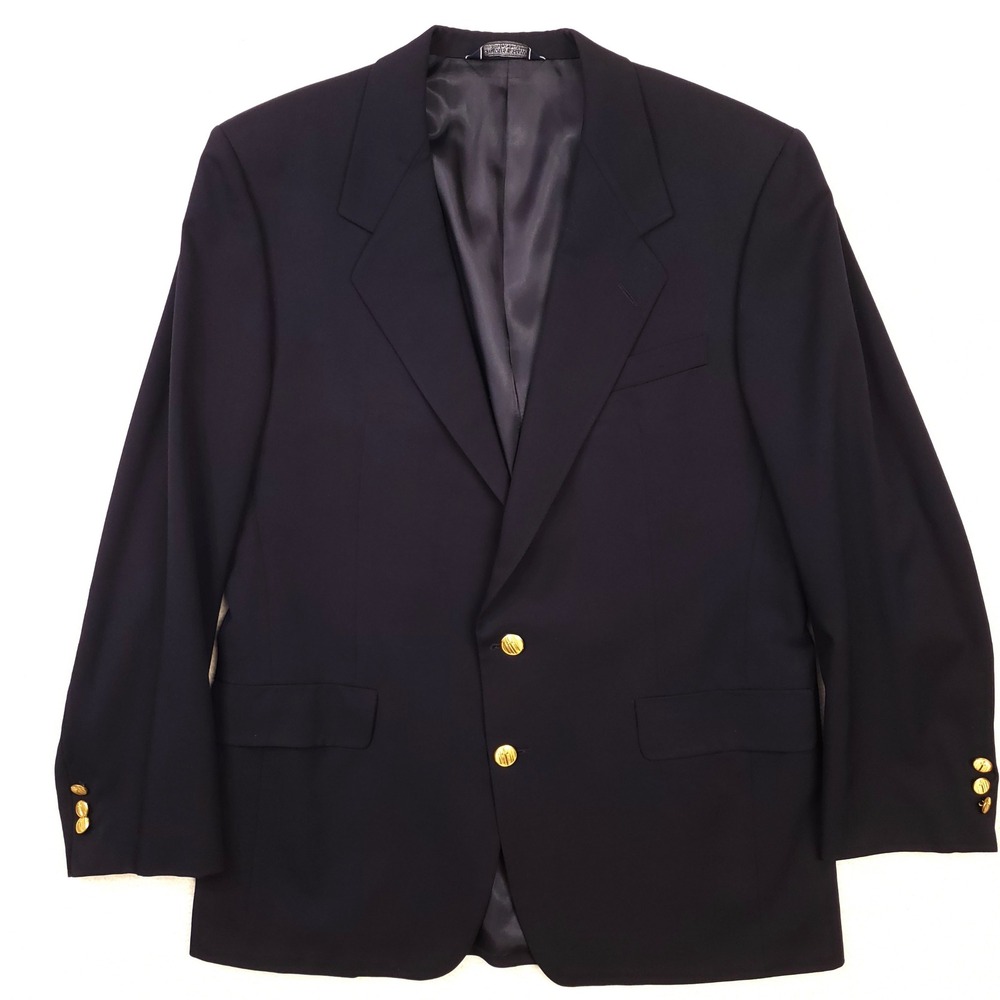 Gieves and Hawkes Blazer Mens 42R Dark Navy Blue Wool Gold Crest Button X263